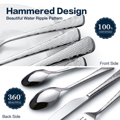 KINGSTONE hammered handle detail showcases textured finish for upscale table appeal