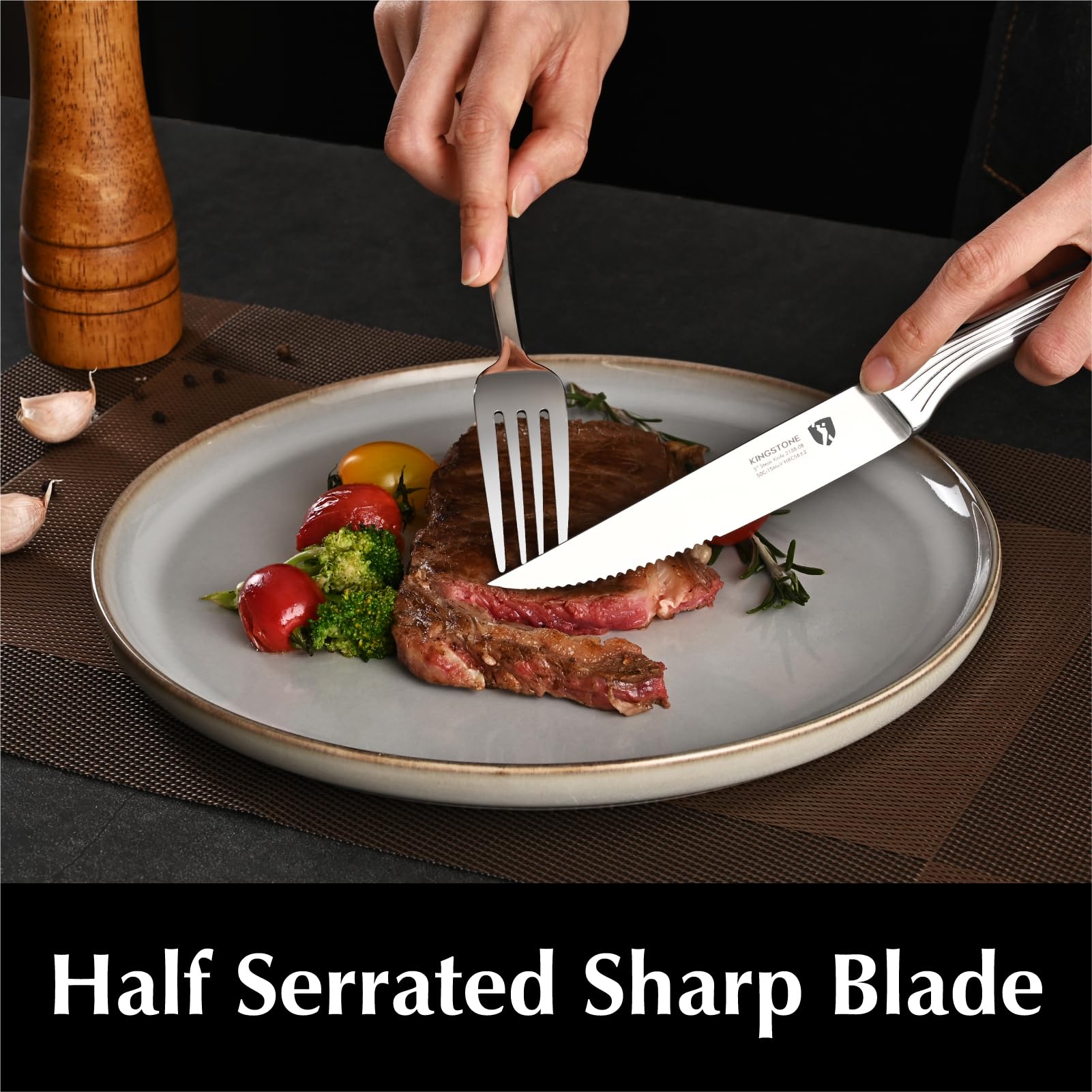 KINGSTONE handle detail with mirror polish and frosted inner grip for safety