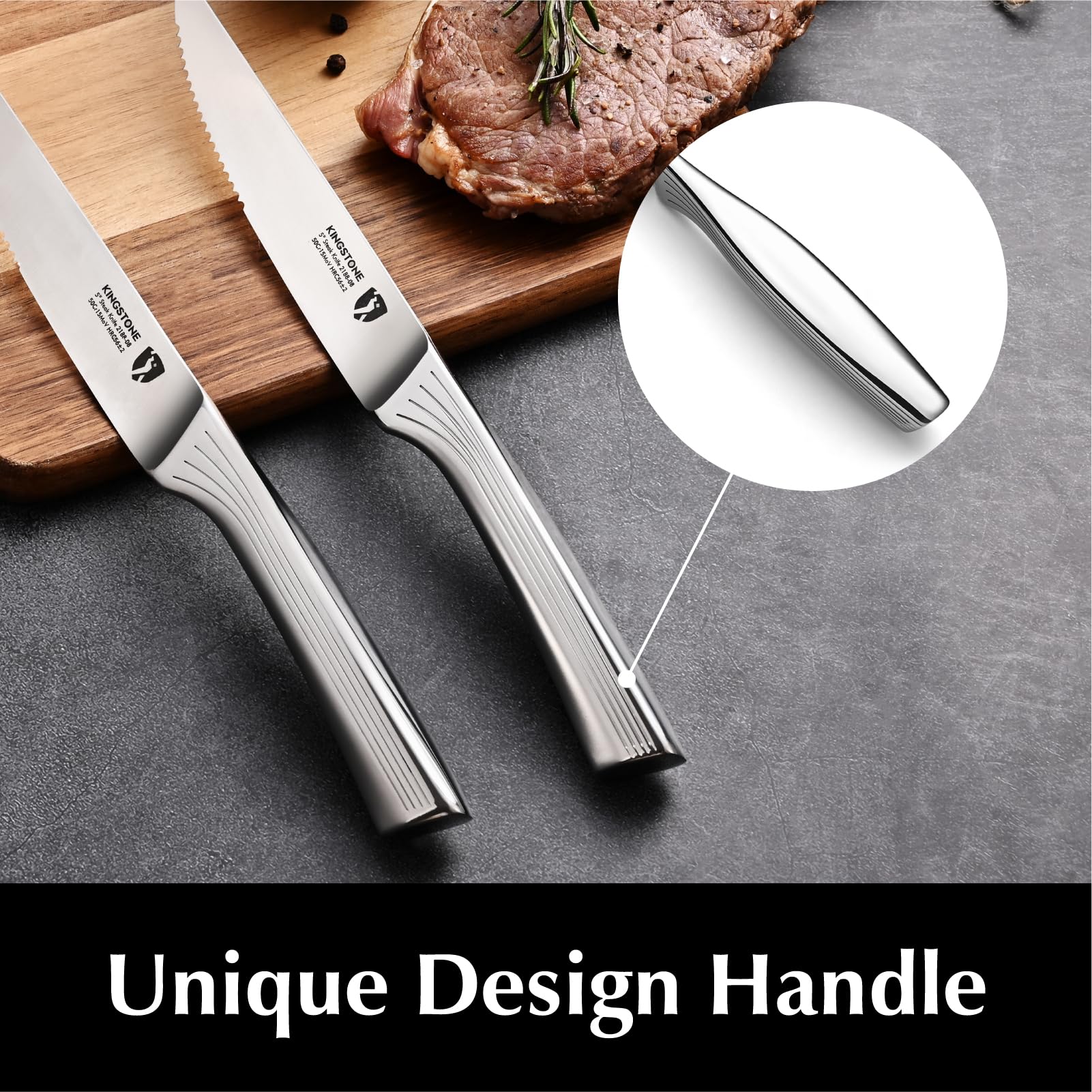 KINGSTONE in use slicing steak cleanly to show effortless cutting performance