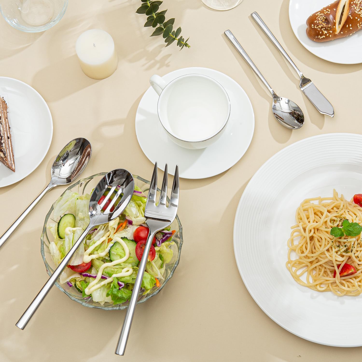 KINGSTONE table setting with flatware in use showing coordinated look for meals and gatherings