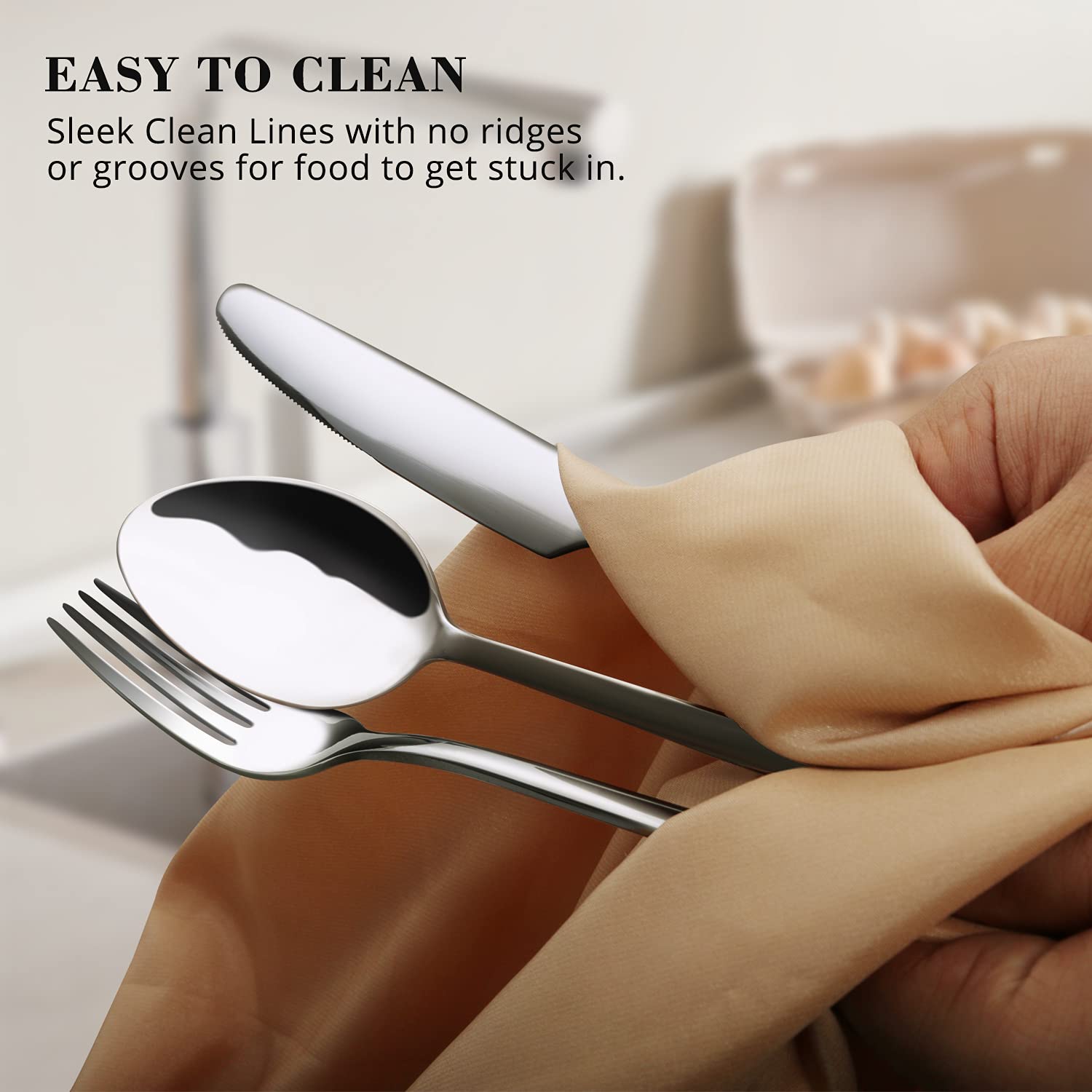 KINGSTONE teaspoon and fork side-by-side showing scale and coordinated place settings benefit