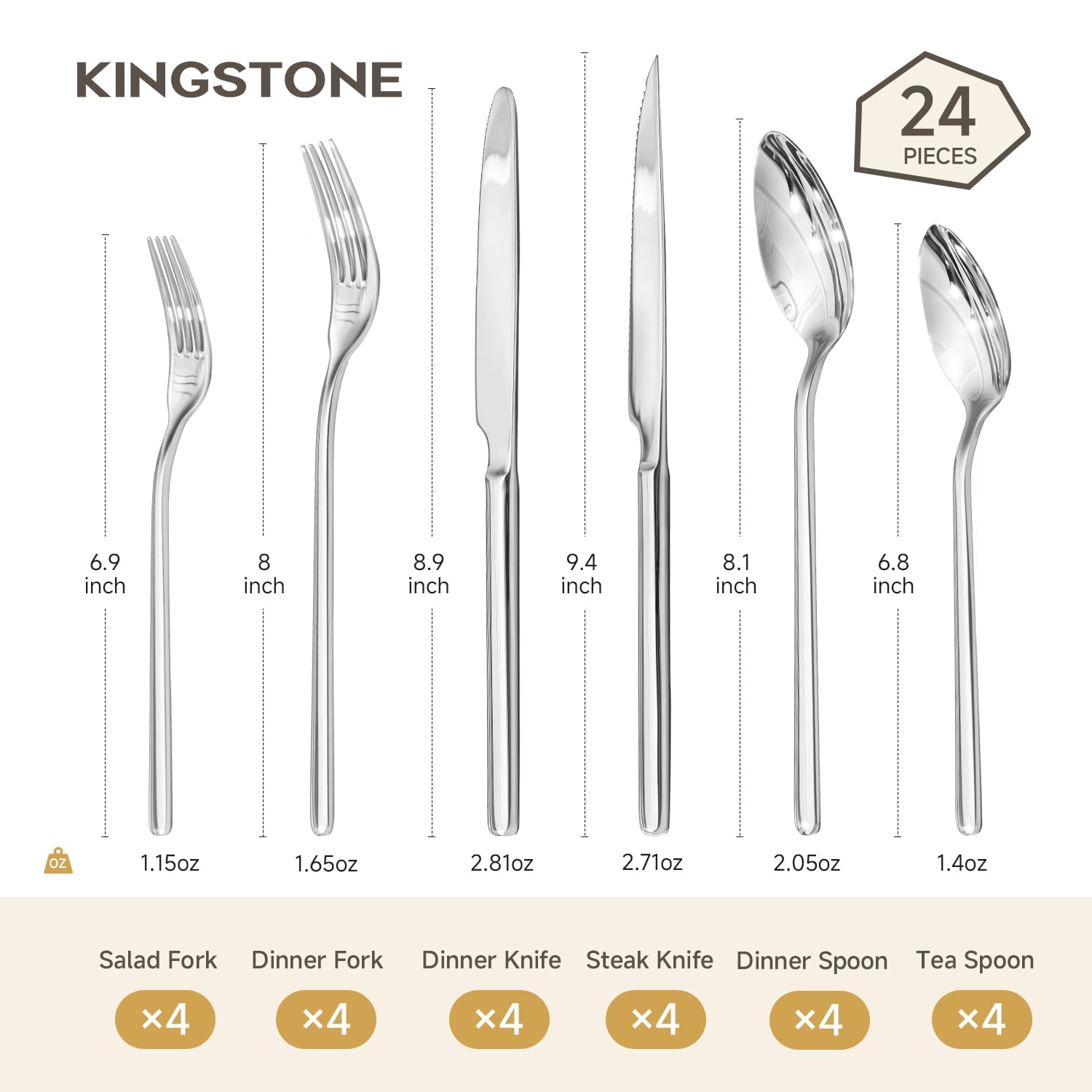 KINGSTONE steak knife blade close-up with serration for clean meat cuts