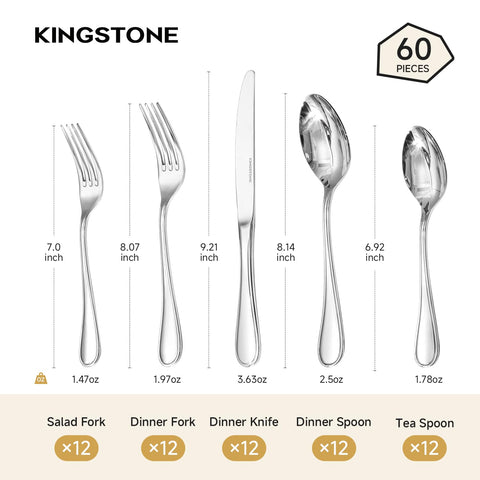 KINGSTONE teaspoon and spoon comparison showing consistent design