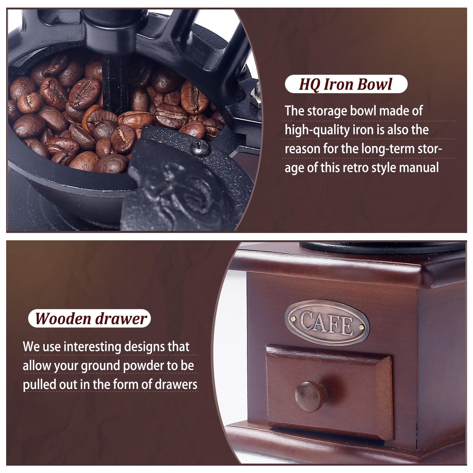 KINI MOX hand crank in use grinding coffee beans for fresh flavorful brews