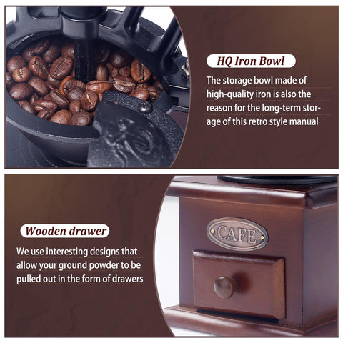 KINI MOX hand crank in use grinding coffee beans for fresh flavorful brews