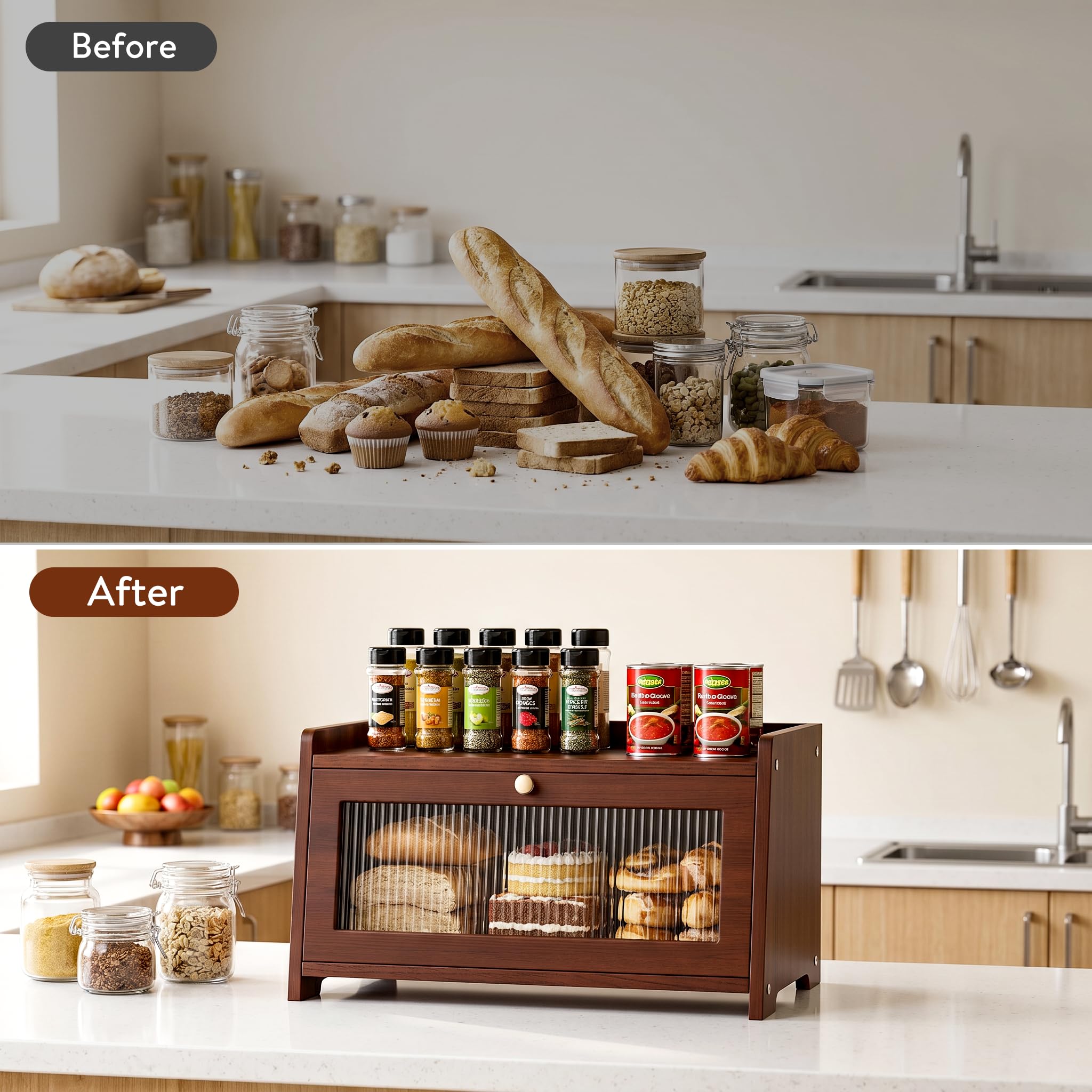 kinisa bread box beside common items showing real-world size benefit