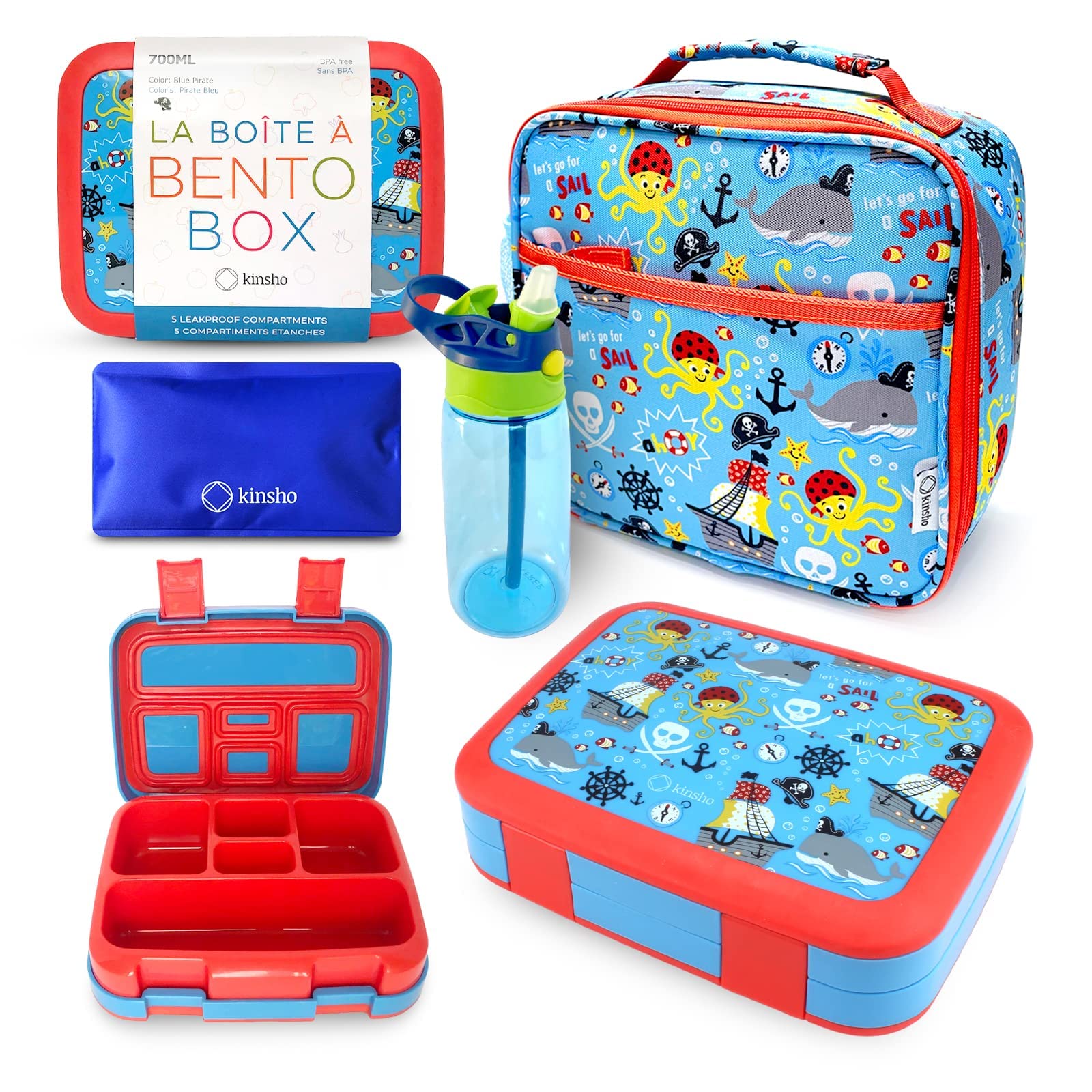 kinsho Blue Pirates front view of packed bento showing neat compartments and appeal