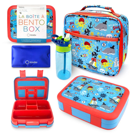 kinsho Blue Pirates front view of packed bento showing neat compartments and appeal