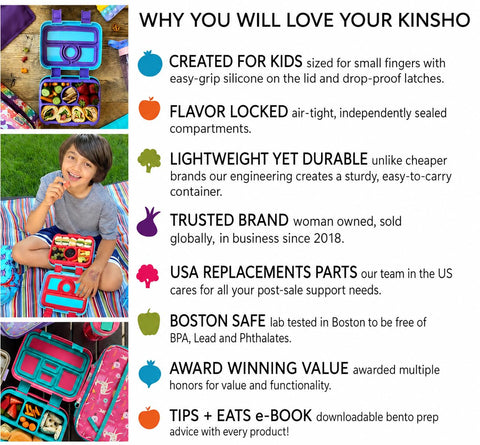 kinsho Blue Pirates lunchset next to backpack showing compact size advantage