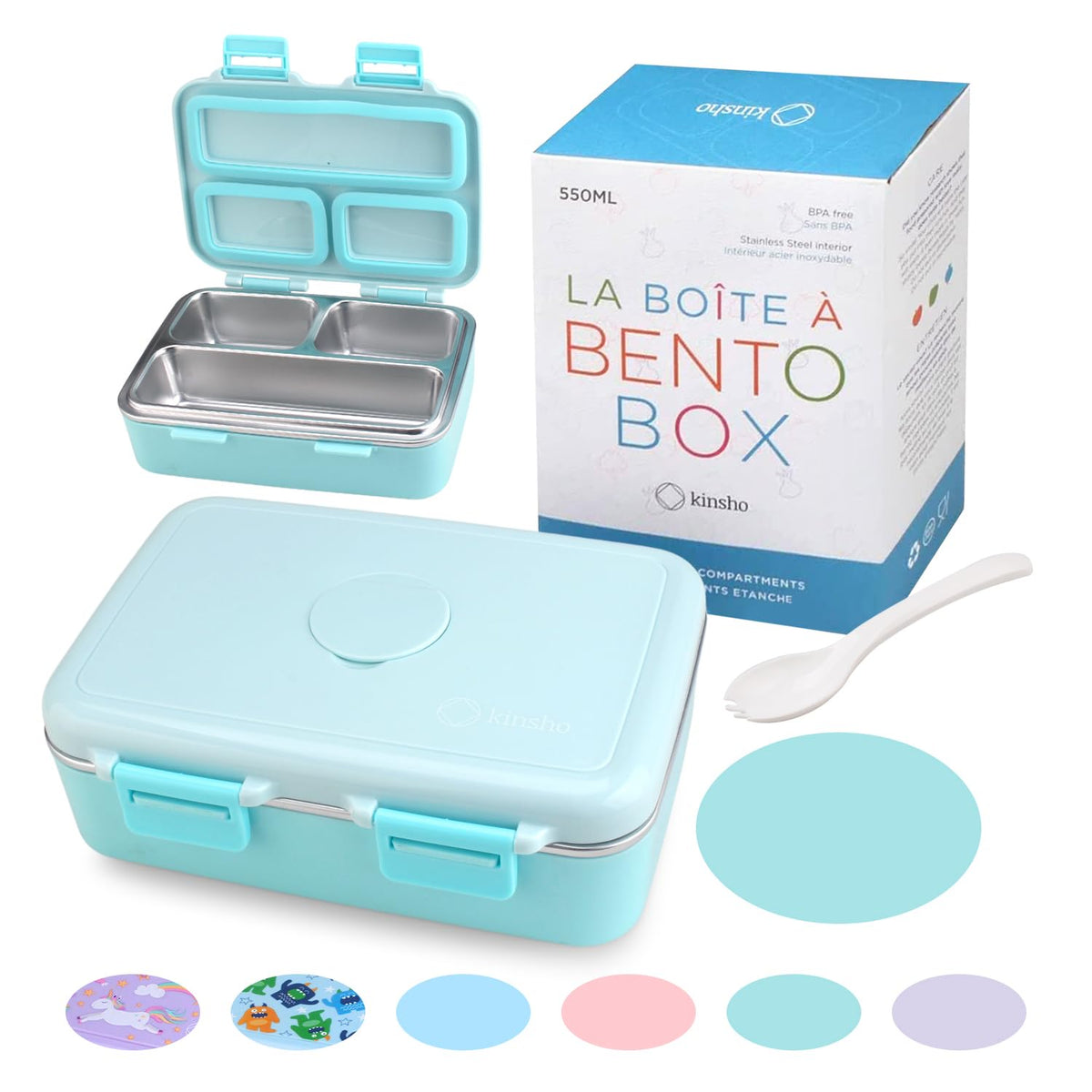 kinsho front view bento box showing compact green exterior and secure latches, durable and travel-ready