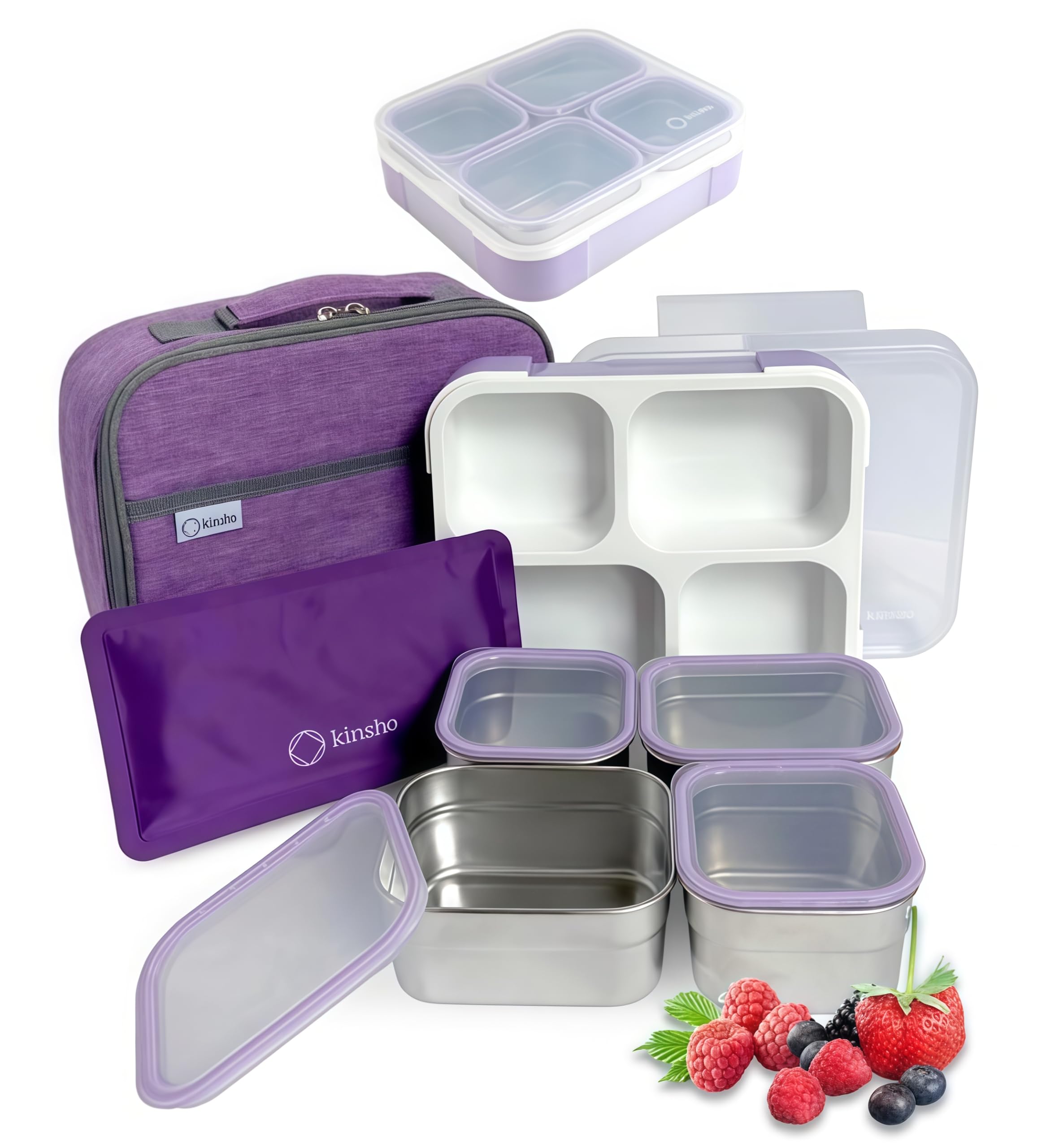 kinsho front view purple bento set showing complete kit and benefits