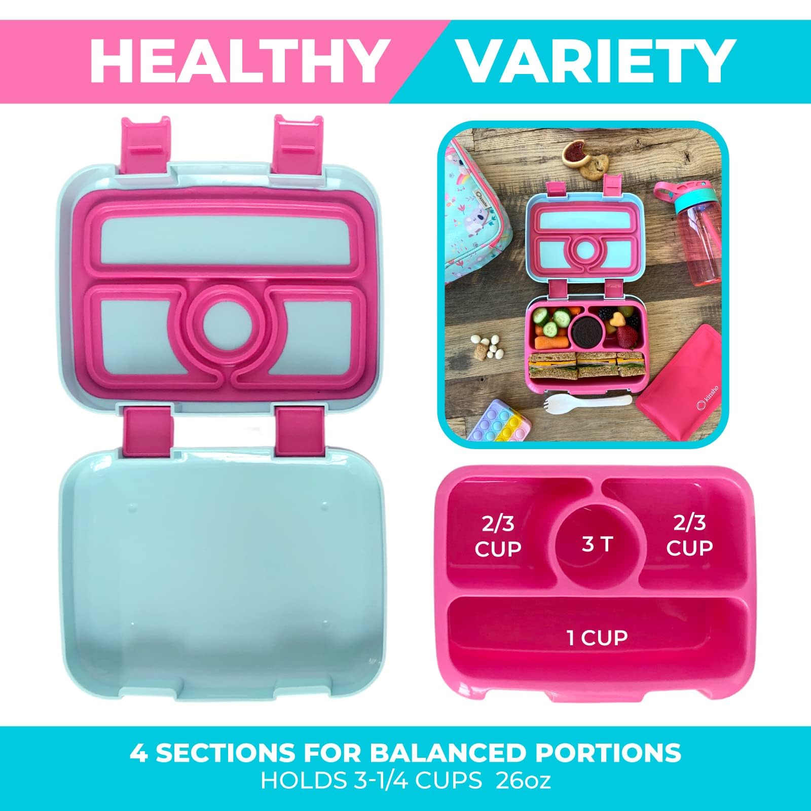 kinsho pink koala ice pack and spork showing included cooling and utensil convenience
