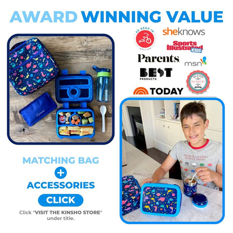 kinsho lunch set beside toy showing compact size for backpacks