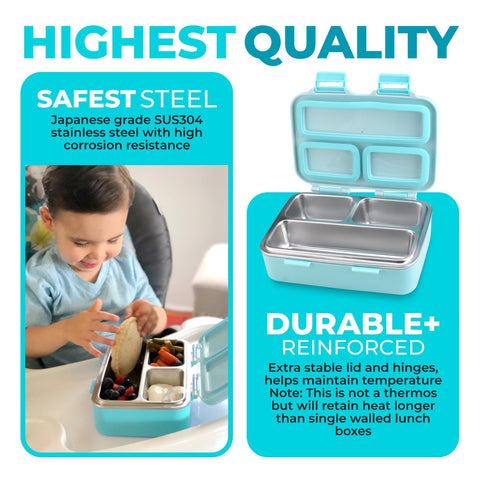 kinsho spork and silicone seals detail highlighting child-friendly utensils and leak-reducing seals