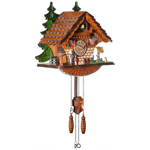 kintrot cuckoo clock close-up of puppy figure highlighting carved detail and playful appeal