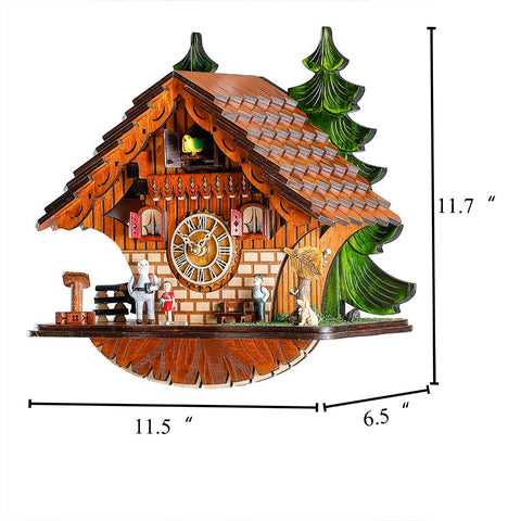 kintrot cuckoo clock side profile with pendulum showing movement and visual interest