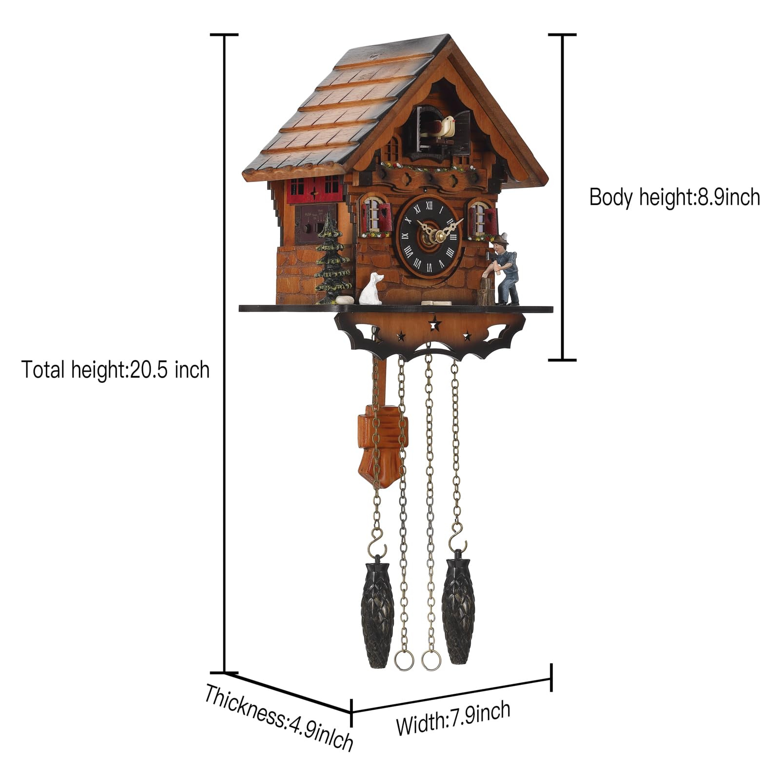 Kintrot cuckoo detail with bird open showing charming hourly motion