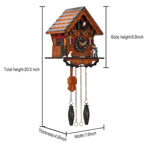 Kintrot cuckoo detail with bird open showing charming hourly motion