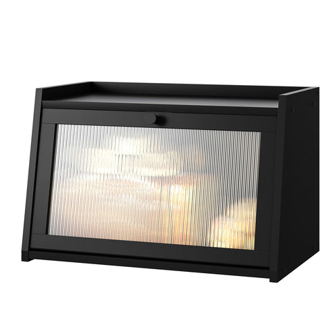 kiplant front view of bamboo bread box showing sleek black finish and balanced design