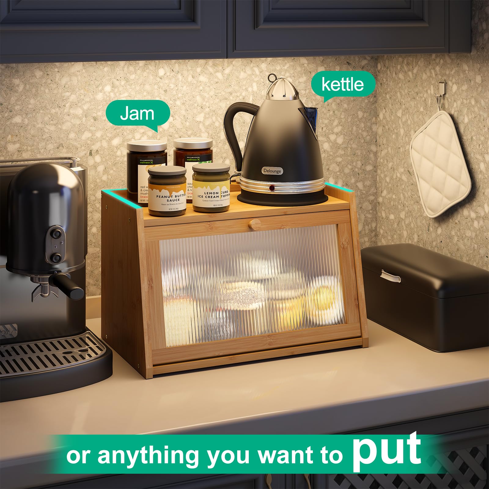 kiplant non-slip feet closeup keeps the bread box stable on counters
