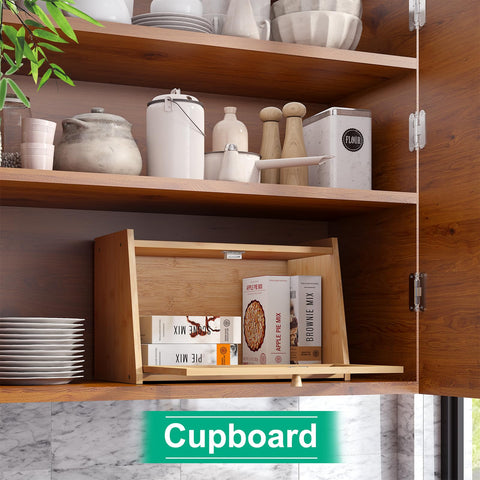 kiplant bread box next to a loaf shows its medium size and capacity