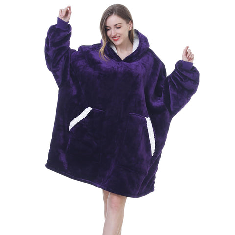 Kipswiza dark purple front view showing oversized fit and cozy look