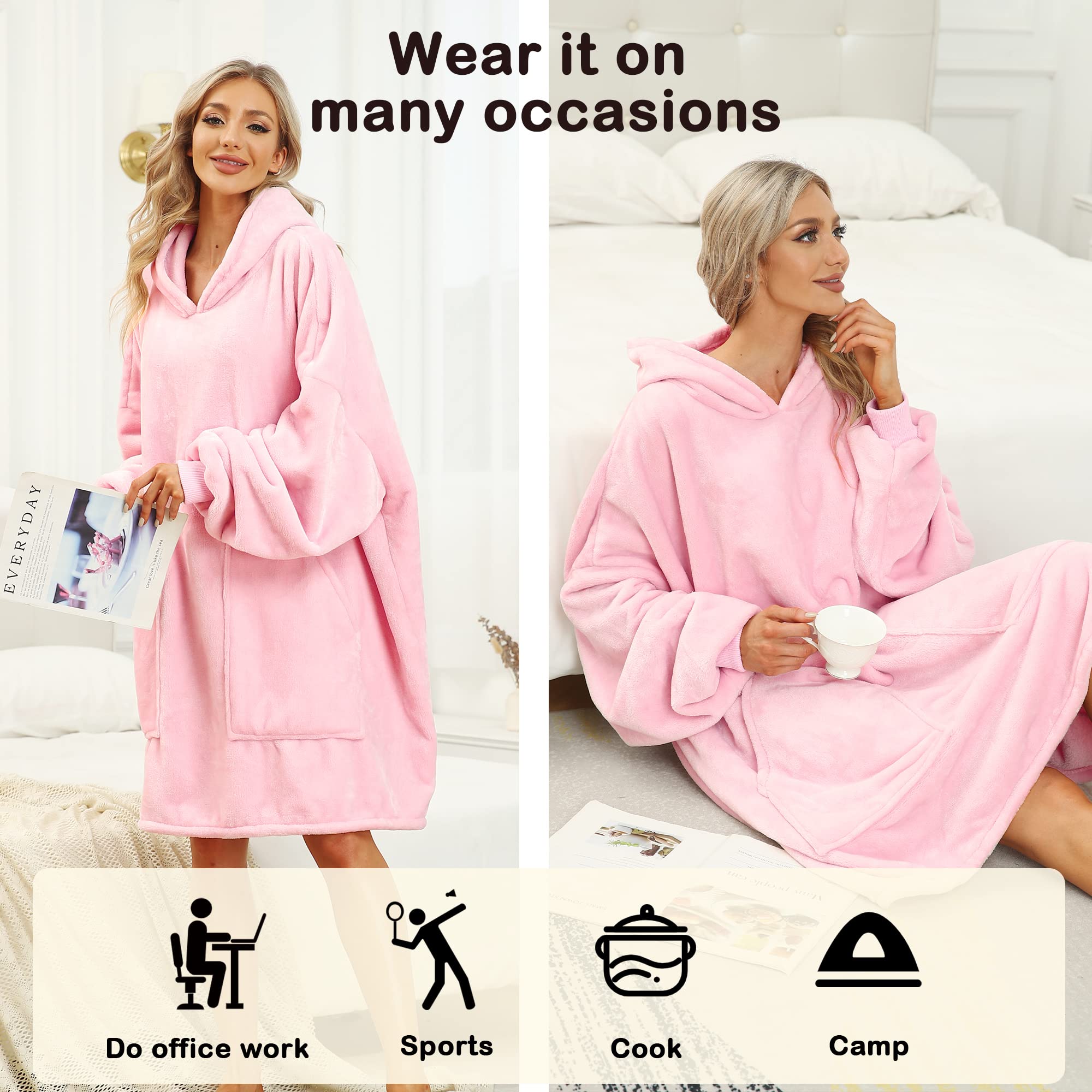 Kipswiza folded wearable blanket hoodie beside a book illustrating compact storage and travel-ready size