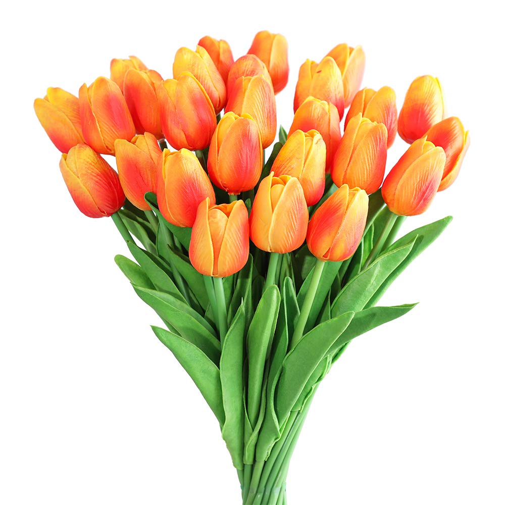 Kisflower front bouquet of red and yellow tulips showing full arrangement benefit