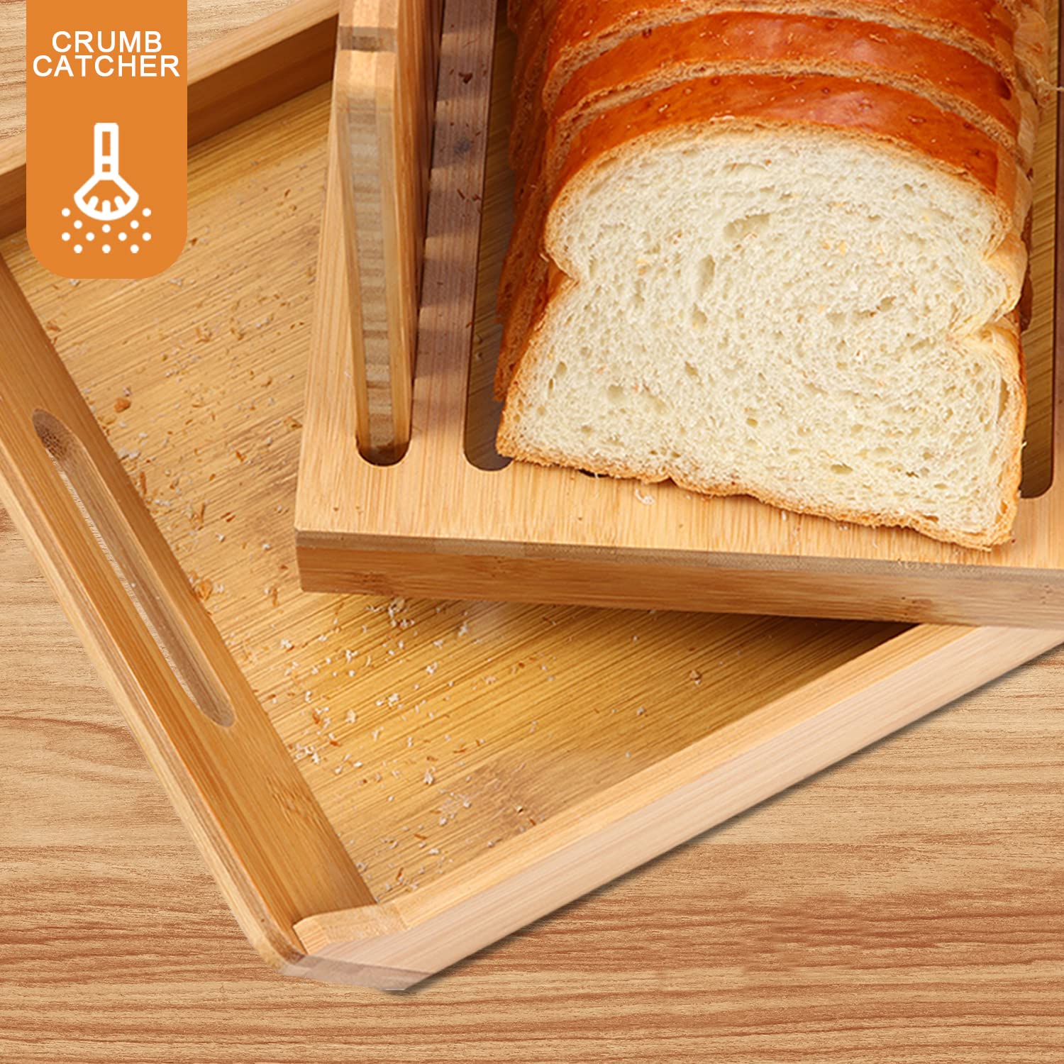 Kiss Core folded flat inside crumb tray for compact pantry storage convenience