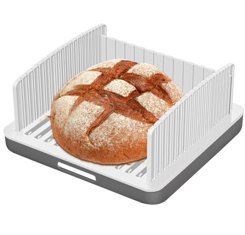 Kiss Core front view assembled wide-slot bread slicer shows full frame and tray, neater slicing