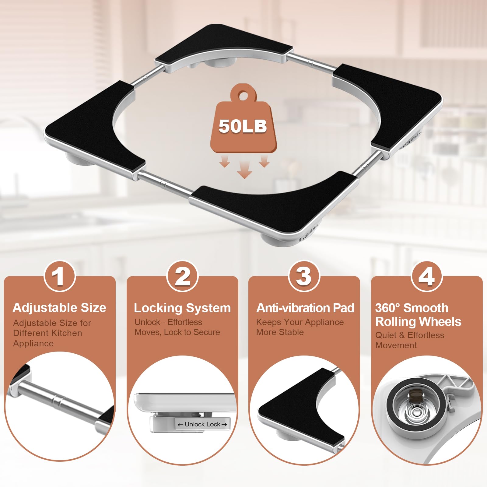 Kiss Core lifestyle kitchen counter showing neat appliance mobility