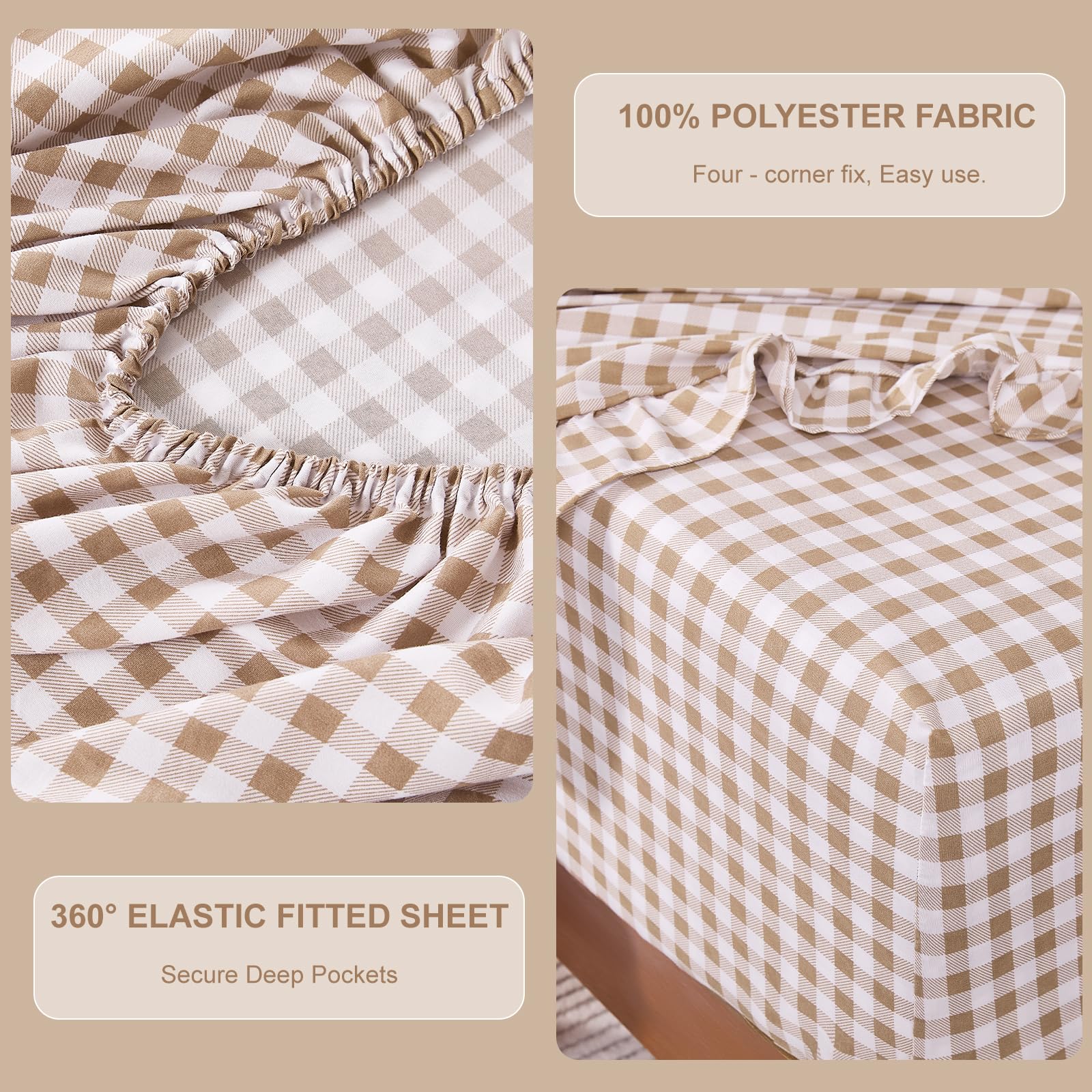 kisswish fitted sheet showing 16-inch deep pocket and secure fit benefit