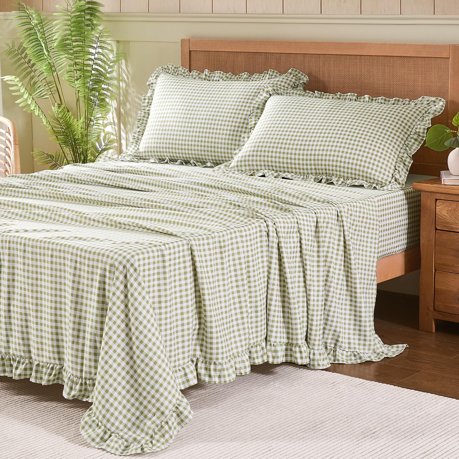 kisswish front packaging showing sage gingham set and benefits