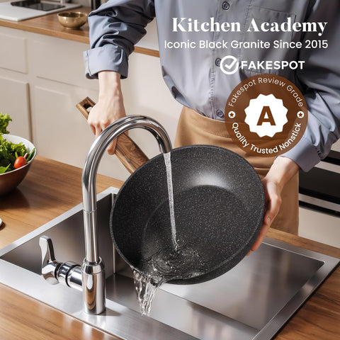 Kitchen Academy Bakelite handle ergonomic grip for safe comfortable cooking