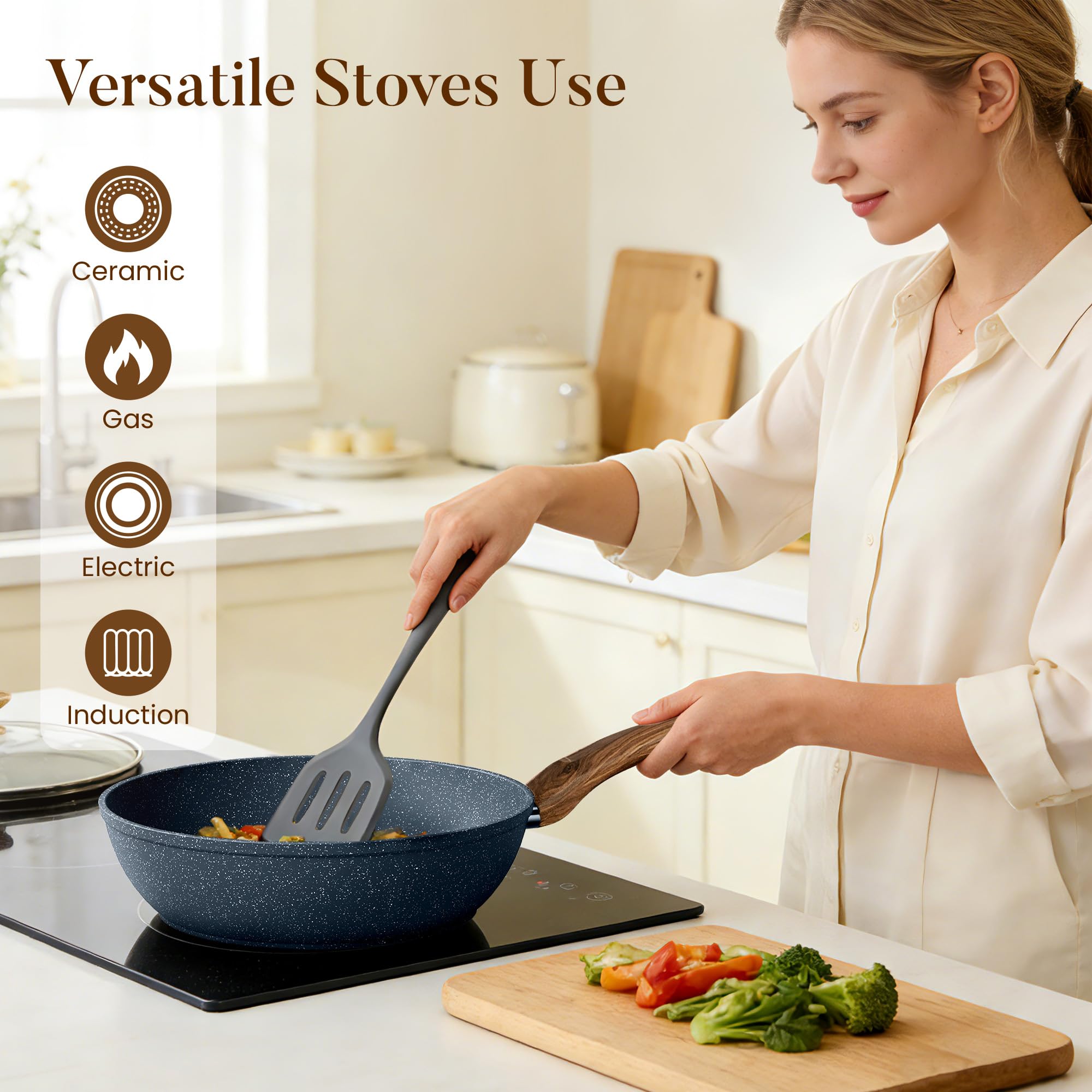 Kitchen Academy silicone utensils and handle display protecting coating while providing comfortable grip