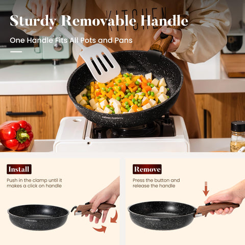 Kitchen Academy detachable handle close-up highlighting secure anti-slip grip
