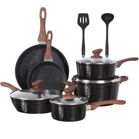 Kitchen Academy hammered set front view shows elegant cookware and cohesive design benefits
