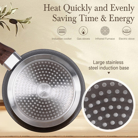 Kitchen Academy nonstick interior close-up highlights easy food release and simple cleanup