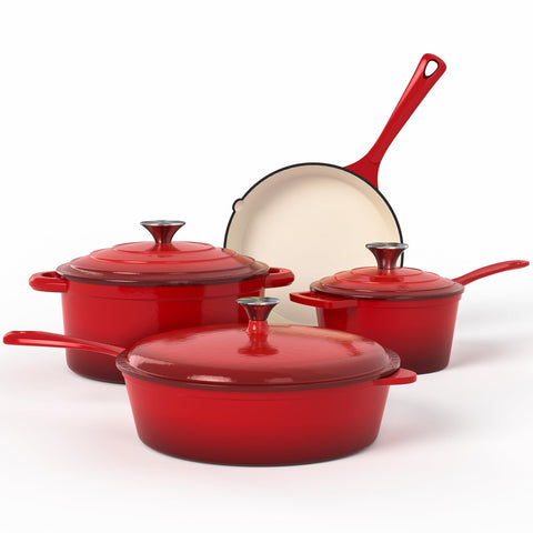 Kitchen Academy red set front packaging showing full 7-piece collection and storage benefit