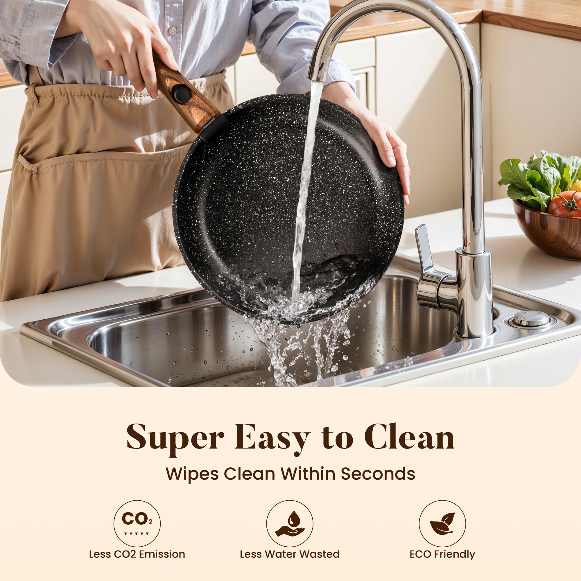 Kitchen Academy cookware neatly packed in mesh storage bag for travel convenience