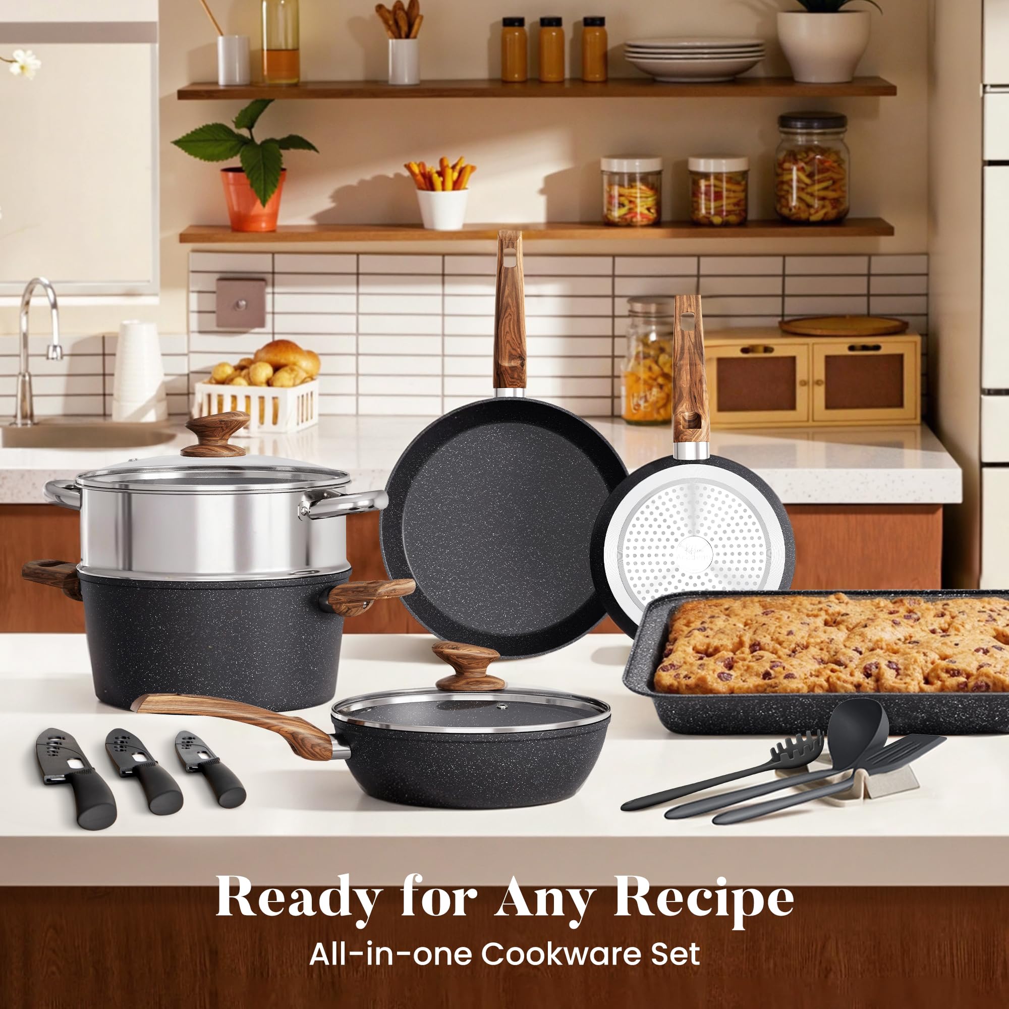 Kitchen Academy steamer with lid ready for healthy steaming and stacking