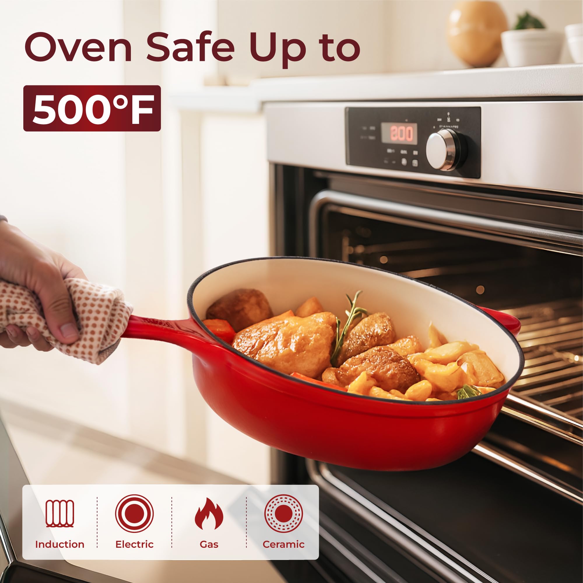 Kitchen Academy 3-qt wok with lid side view showing depth and stir-fry capacity