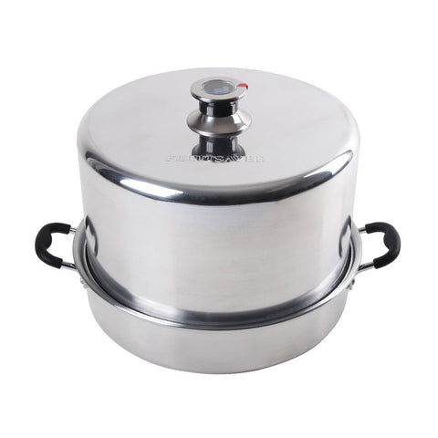 KITCHEN CROP front view of the aluminum steam canner showing compact design and quick heating benefit