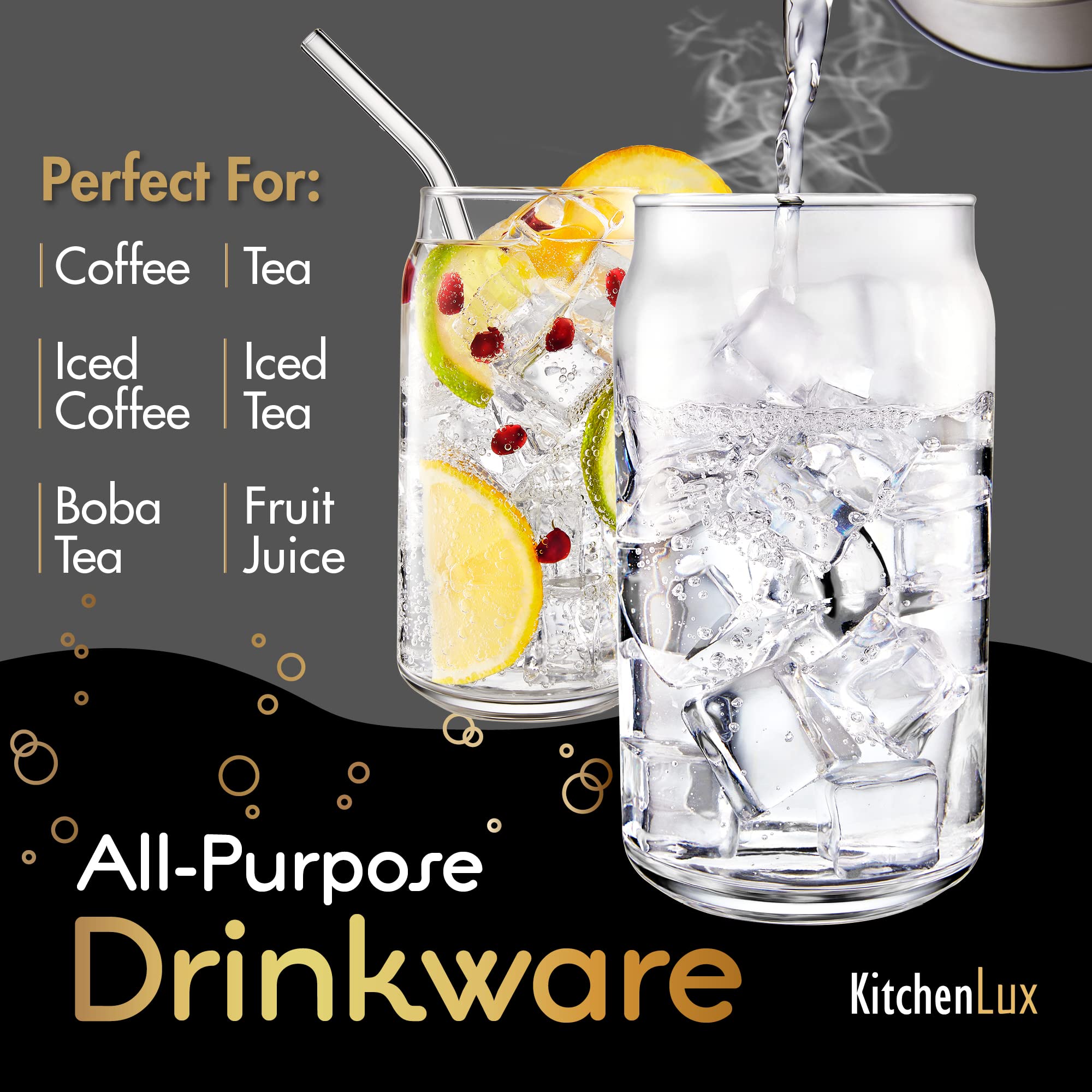 Kitchen Lux glass served with beer demonstrating foam retention and presentation