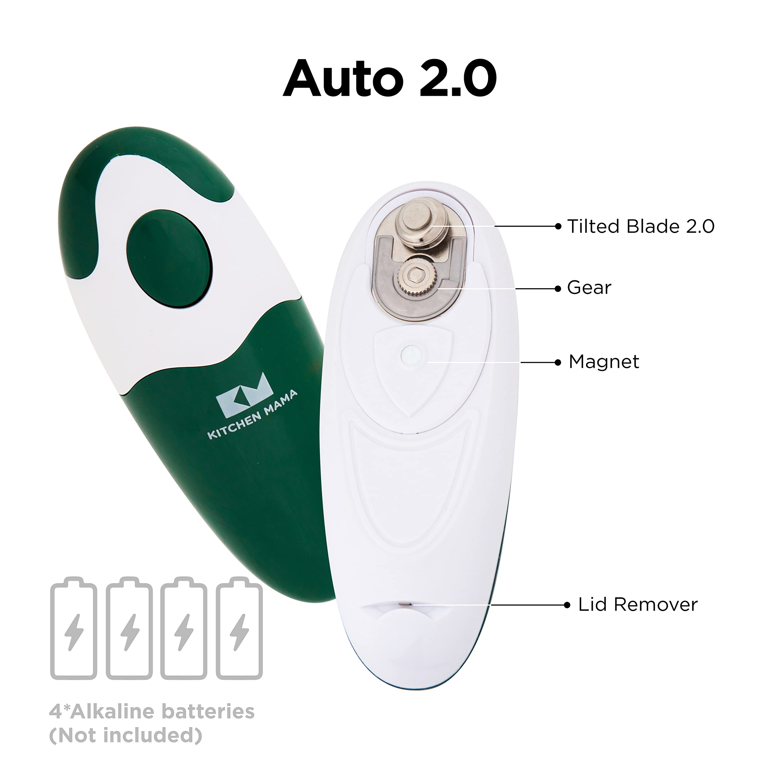 Kitchen Mama side profile emphasizing single start/stop button for easy one-touch use
