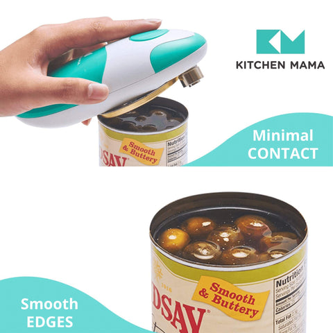Kitchen Mama held in hand demonstrating one-touch activation and reduced strain