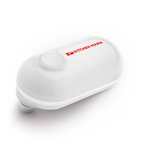 Kitchen Mama Mini front view showing compact white body and start button, convenient storage