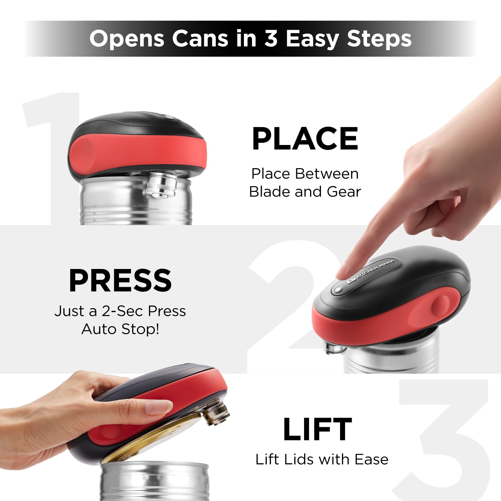 Kitchen Mama magnetic lid lift holding a removed lid for cleaner and safer handling