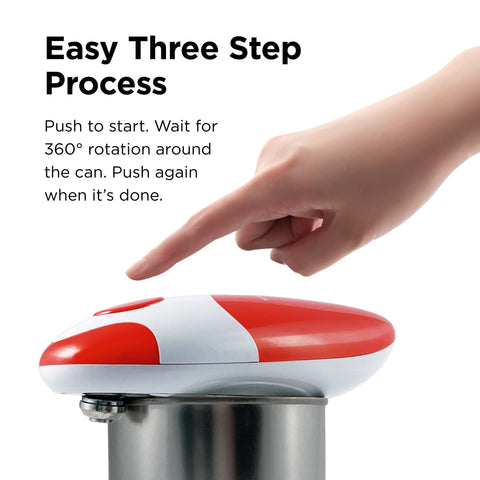 Kitchen Mama cutting a curved can demonstrating smooth-edge, hygienic opening