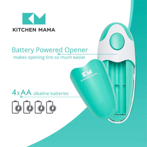 Kitchen Mama on kitchen counter in teal illustrating quick everyday use